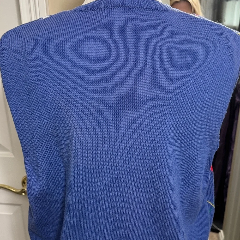 Vinaigrette 80’s United Colors Of Benetton Argyle V-Neck Sweater Vest - Picture 9 of 14
